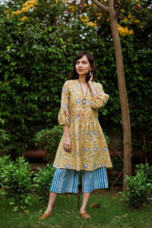 Image for Blue Stripe Culotte With Yellow Top Front