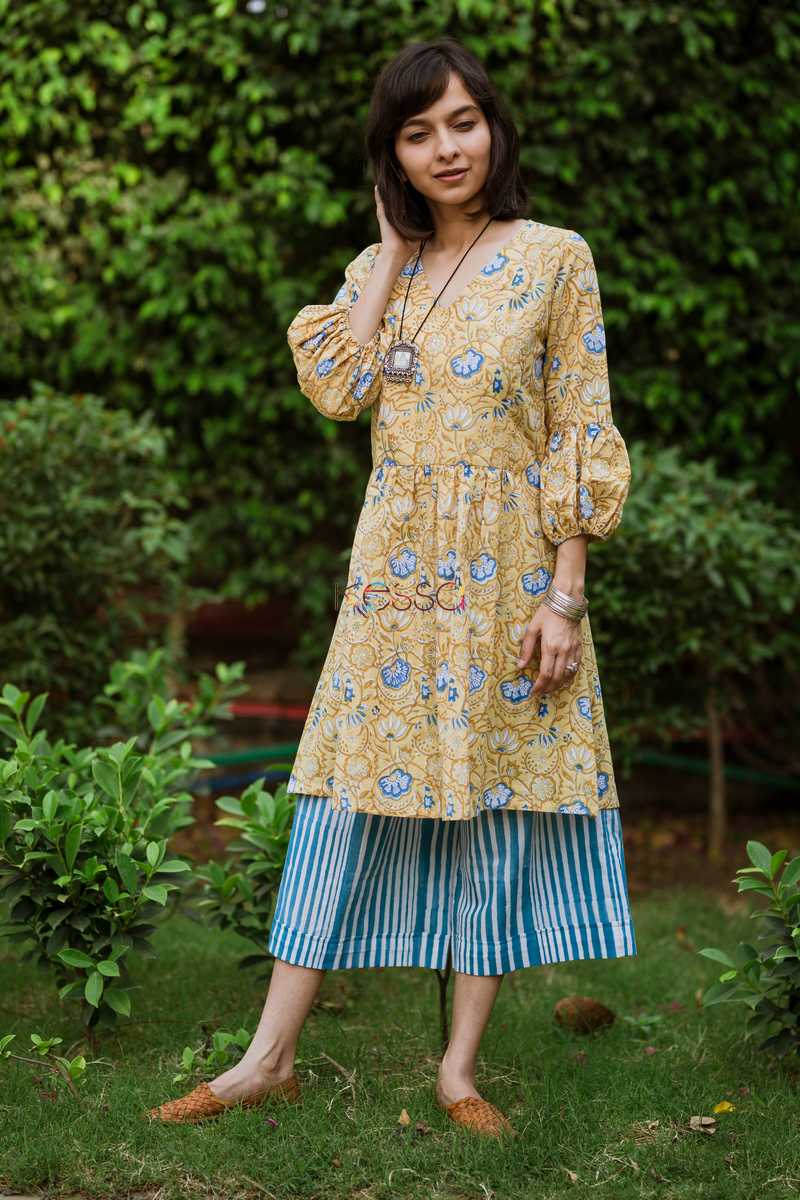 Image for Blue Stripe Culotte With Yellow Top Side