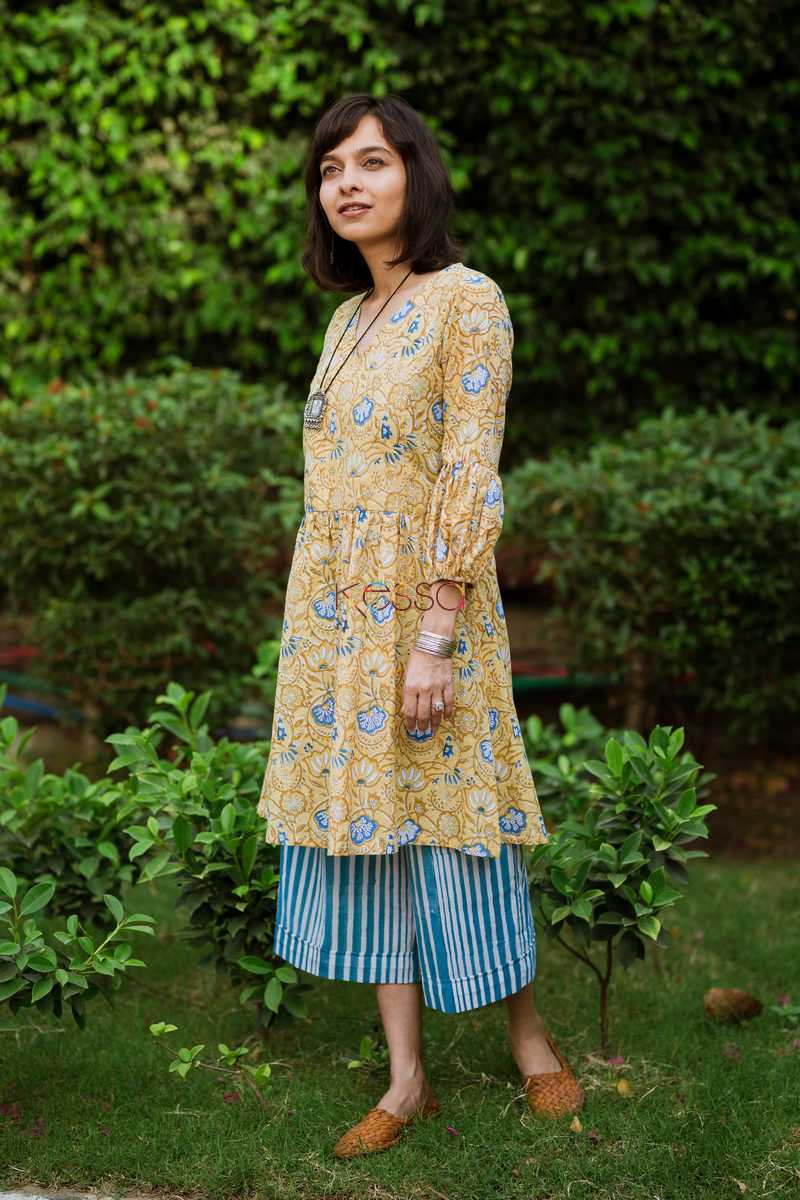 Image for Blue Stripe Culotte With Yellow Top Side