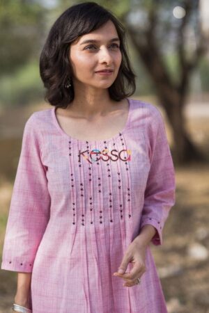 Image for Dusty Rose Pink A Line Kurta Closeup