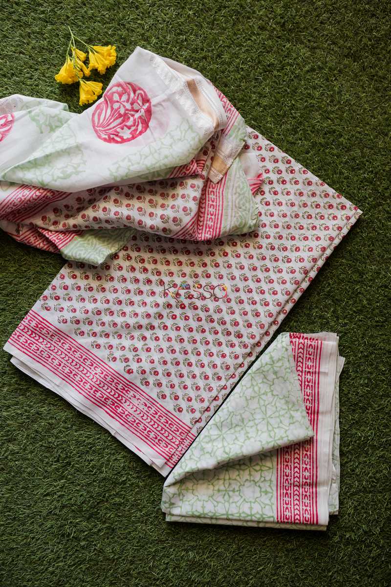 Image for Red Chotti Butti Unstiched Suit With Cotton Dupatta