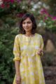 Image for Yellow Block Print Kurta With Pant Closeup