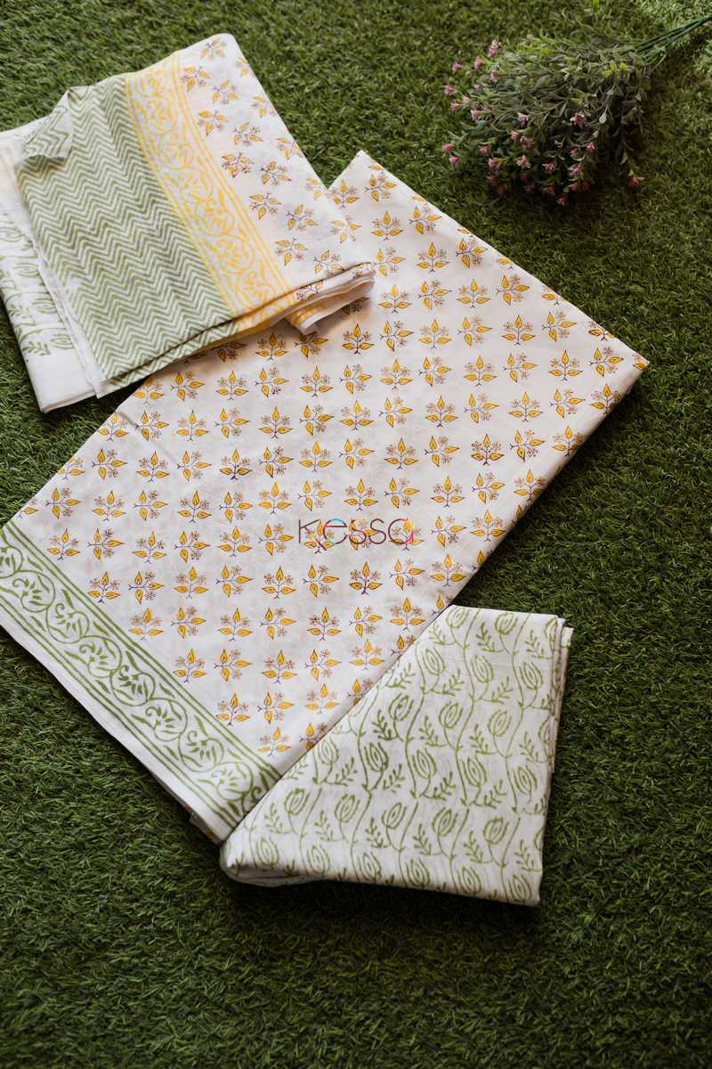 Image for Yellow Green Unstiched Suit With Cotton Dupatta2