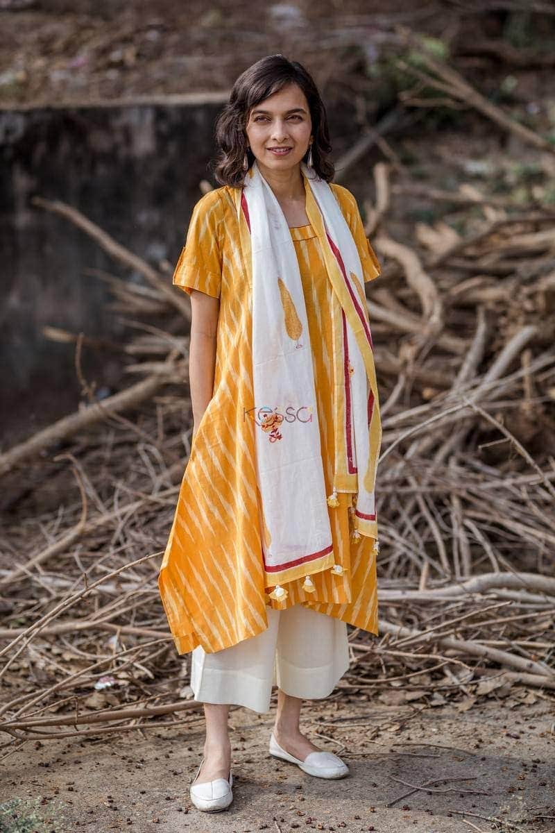 Image for Yellow Ikat With Culotte And Stole