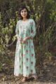 Image for Turquoise White Red Jacket Style A Line Kurta Front