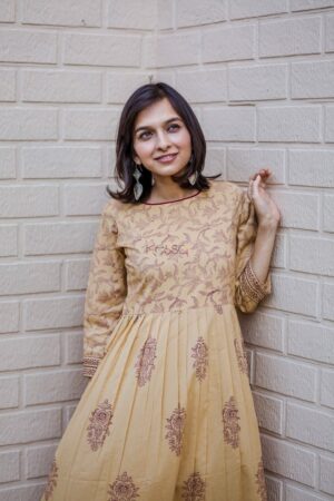 Image for Beige Maroon Dress Closeup