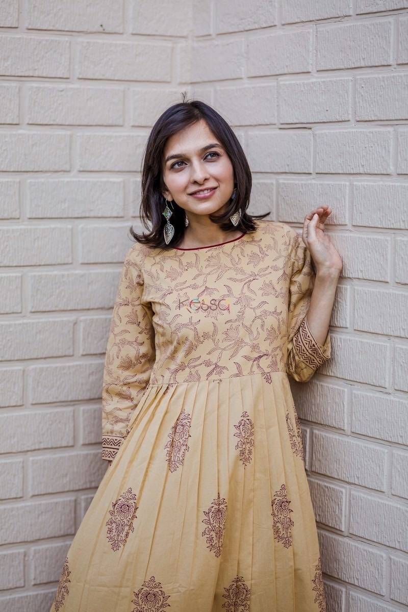 Image for Beige Maroon Dress Closeup