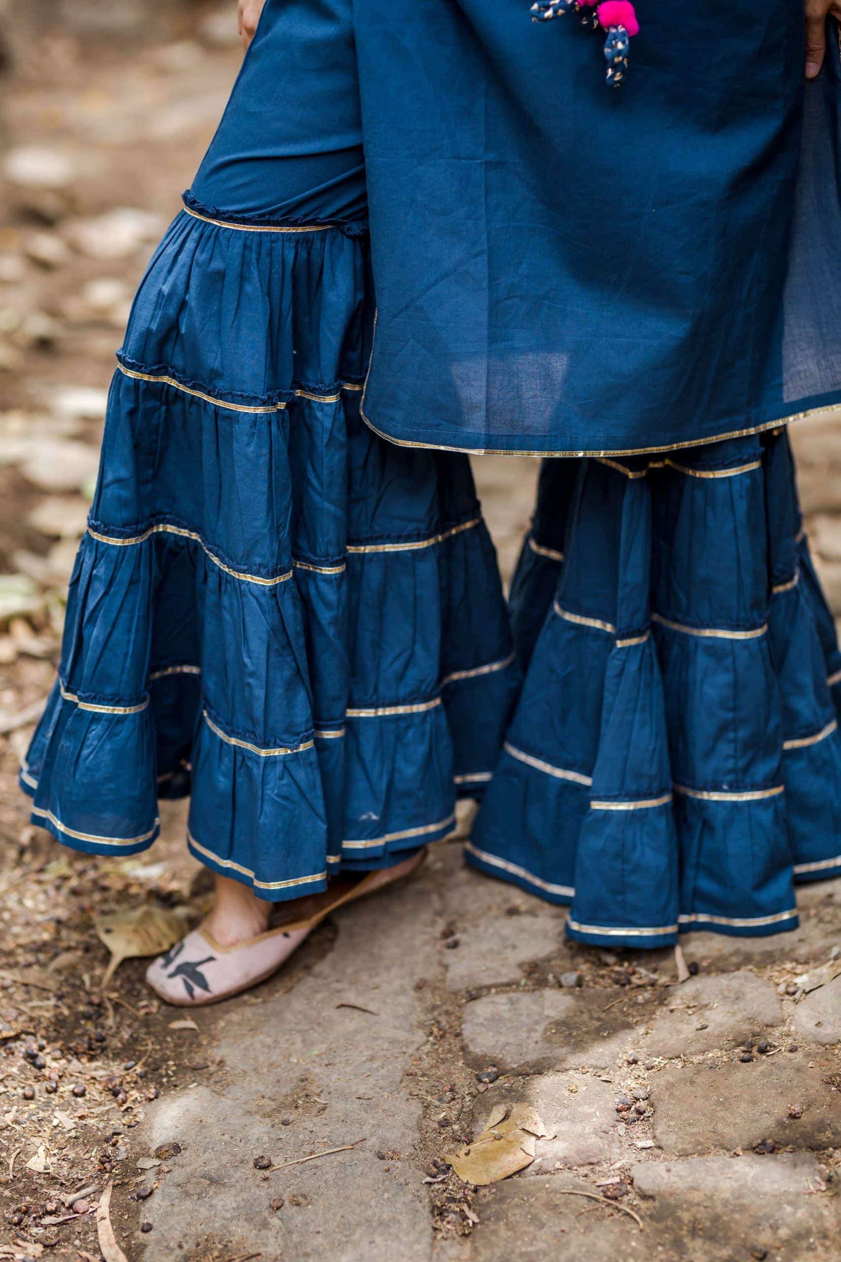 Image for Blue Gotta Sharara Kurta Set Pant Scaled