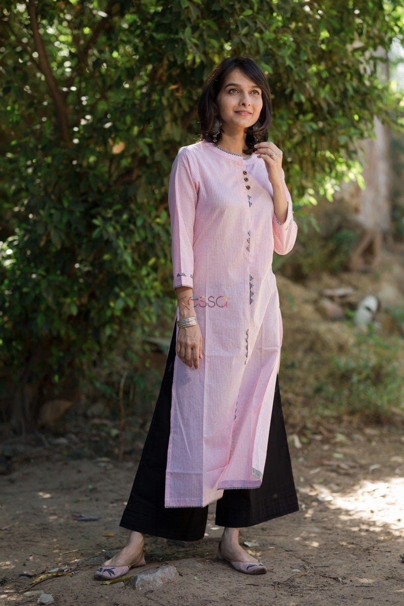 Image for Pink Checks Straight Fit Front