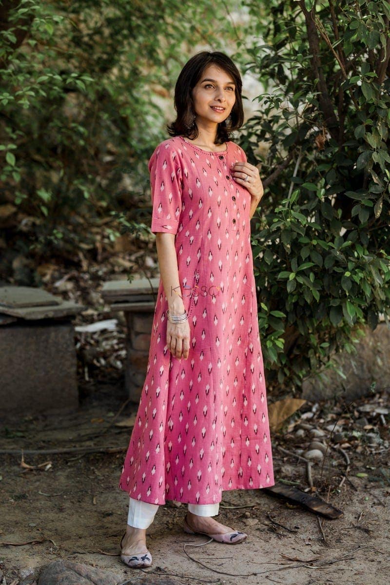 Image for Pink Punch Ikat Print Kurta Side2
