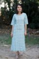 Image for White Blue Ikat Print Kurta Side