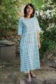 Image for White Blue Ikat Print Kurta Froont