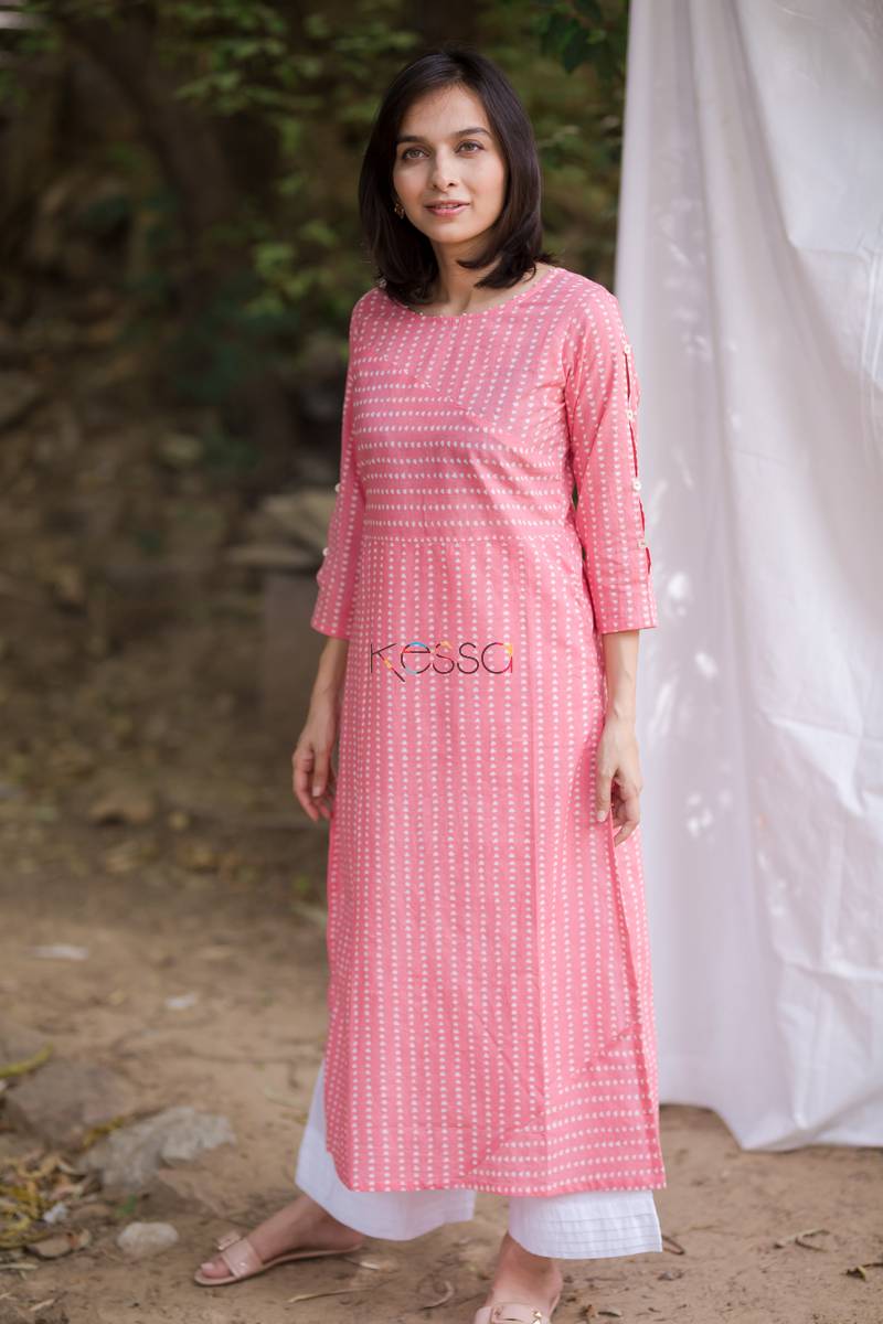 Image for Baby Pink Triangle Straight Kurta