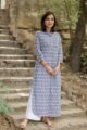 Image for Lavender Block Print Straight Kurta Front