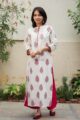 Image for White Block Print Gotta Kurta Front