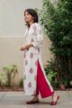 Image for White Block Print Gotta Kurta Side