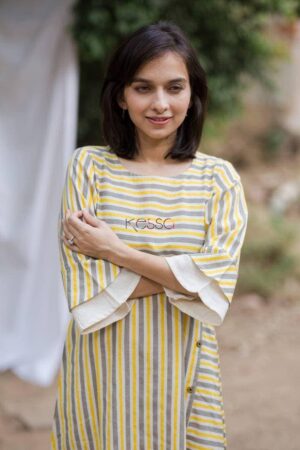 Image for White Grey Stripe Dress Cloeup
