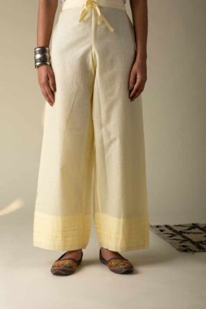 Image for Kusvaa Eapalazzo02 Cotton Pleated Palazzo Lightyellow Featured New