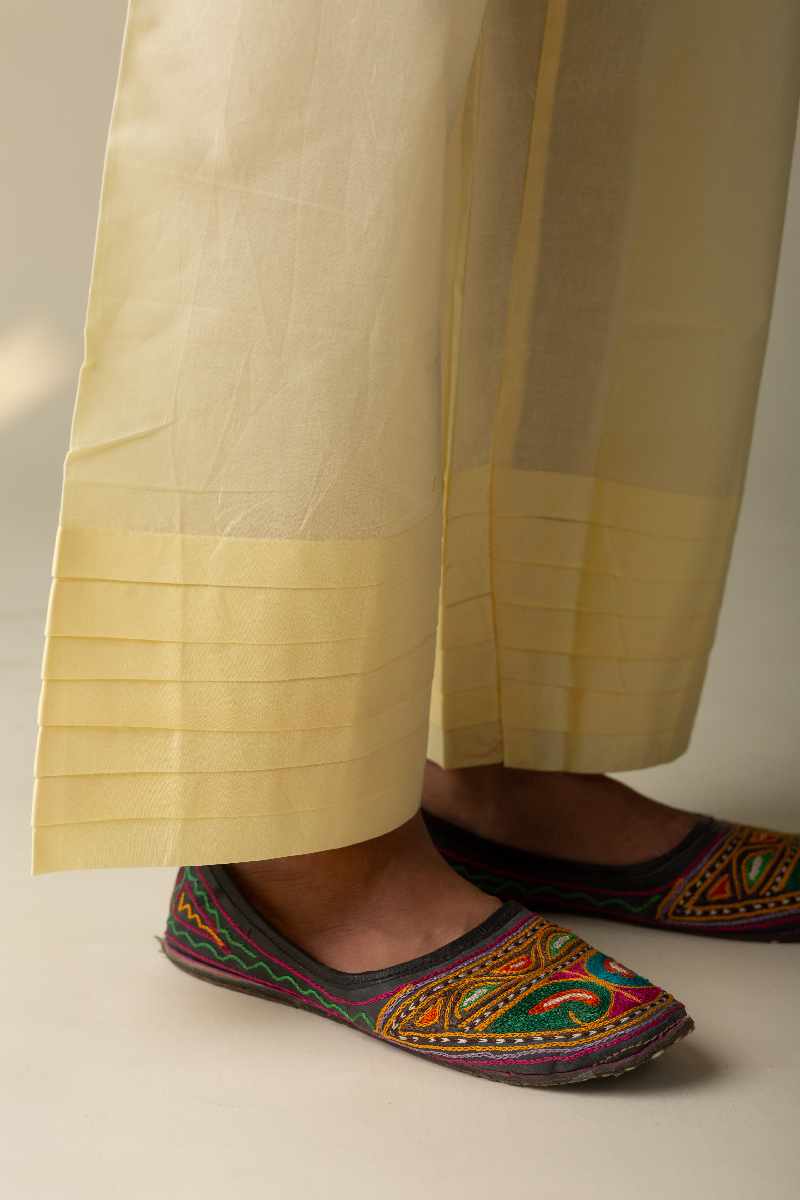 Image for Kusvaa Eapalazzo02 Cotton Pleated Palazzo Lightyellow Side New