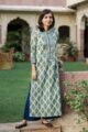 Image for Pista Green Block Print Kurta Front