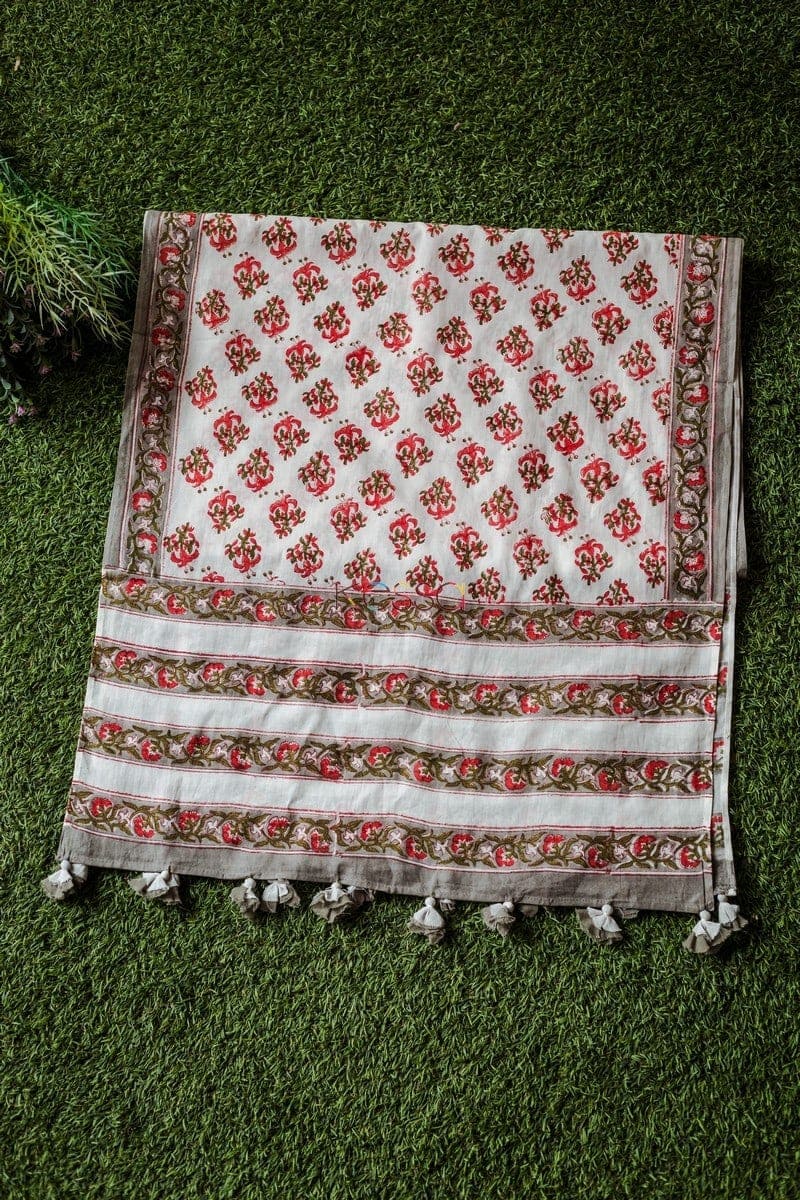 Image for Kjs14 Grey Crimson Booti Motif Stole Featured