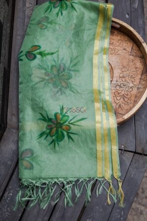 Image for Kudu19 Sage Hand Painted Chanderi Dupatta Featured