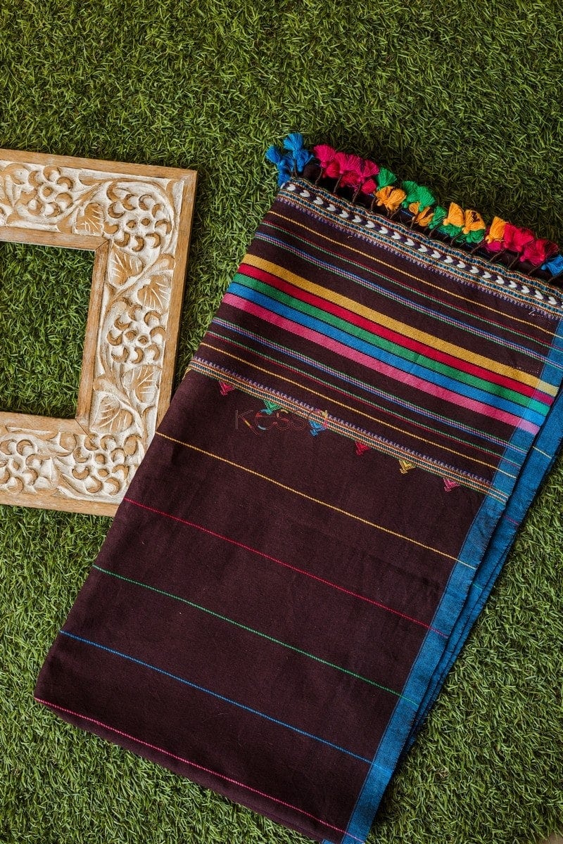 Image for Kusa01 Umber Bhujodi Stole With Tassels Featured