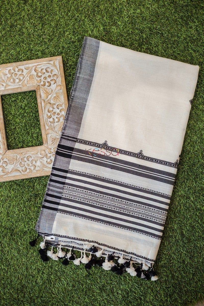 Image for Kusa04 Monochromatic Stripe Bhujodi Stole Featured