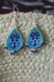 Image for Kusvaa Kusum Km05 Aqua Royal Blue Meenakari Earrings 3
