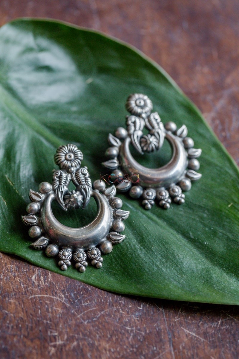 Image for Kusvaa Kusum Kt68 Parrot Motif Silver Earings