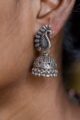 Image for Kusvaa Kusum Kt73 Mayur Mukhi Silver Jhumki Earrings 2