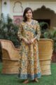 Image for Kusvaa Sr58 Yellow Blue Jaal Dress Front