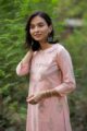 Image for Kusvaa Taf10 Salmon Pink Gold White Printed Kurta Closeup