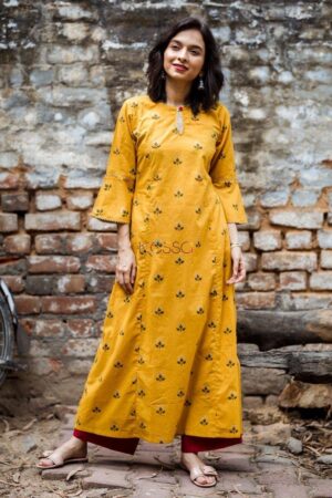 Image for Kusvaa Wa282a Amber A Line Booti Print Kurta Featured