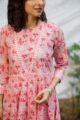 Image for Kusvaa Ws438 Peach Floral Leheriya Kalidaar Kurta Closeup 1