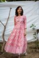 Image for Kusvaa Ws438 Peach Floral Leheriya Kalidaar Kurta Featured