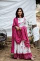Image for Kusvaa Ws439 Fuschia White Handblock And Leheriya Set Front 1