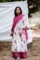 Image for Kusvaa Ws439 Fuschia White Handblock And Leheriya Set Front 2