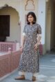 Image for Kusvaa Ws442 Black Cream Phool Jaal Kurta With Stripe Pants Side