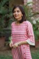 Image for Kusvaa Ws444 Pink Cream Stripe Dress Closeup