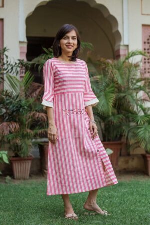Image for Kusvaa Ws444 Pink Cream Stripe Dress Featured