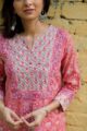 Image for Kusvaa Wsr70 Peach Handblock Layered Kurta Closeup