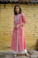 Image for Kusvaa Wsr70 Peach Handblock Layered Kurta Front