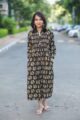 Image for Kc36 Black Green Handblock Pleated Dress Side