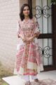 Image for Kuoj76 Lime Green Pink Handblock Kurta With Dupatta Front