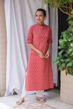 Image for Kusvaa Taf11 Coral Pink Straight Fit Kurta Featured