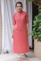 Image for Kusvaa Taf11 Coral Pink Straight Fit Kurta Front
