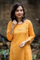 Image for Kusvaa Ws447 Tangerine Double Leheriya Kurta With Tassels Closeup