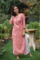 Image for Kusvaa Ws449 Brick Pink Orange Phool Jaal Kurta Side