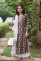 Image for Kusvaa Wsr71 Mughal Phool Jaal Charcoal Black Kurta Dupatta Set Side New